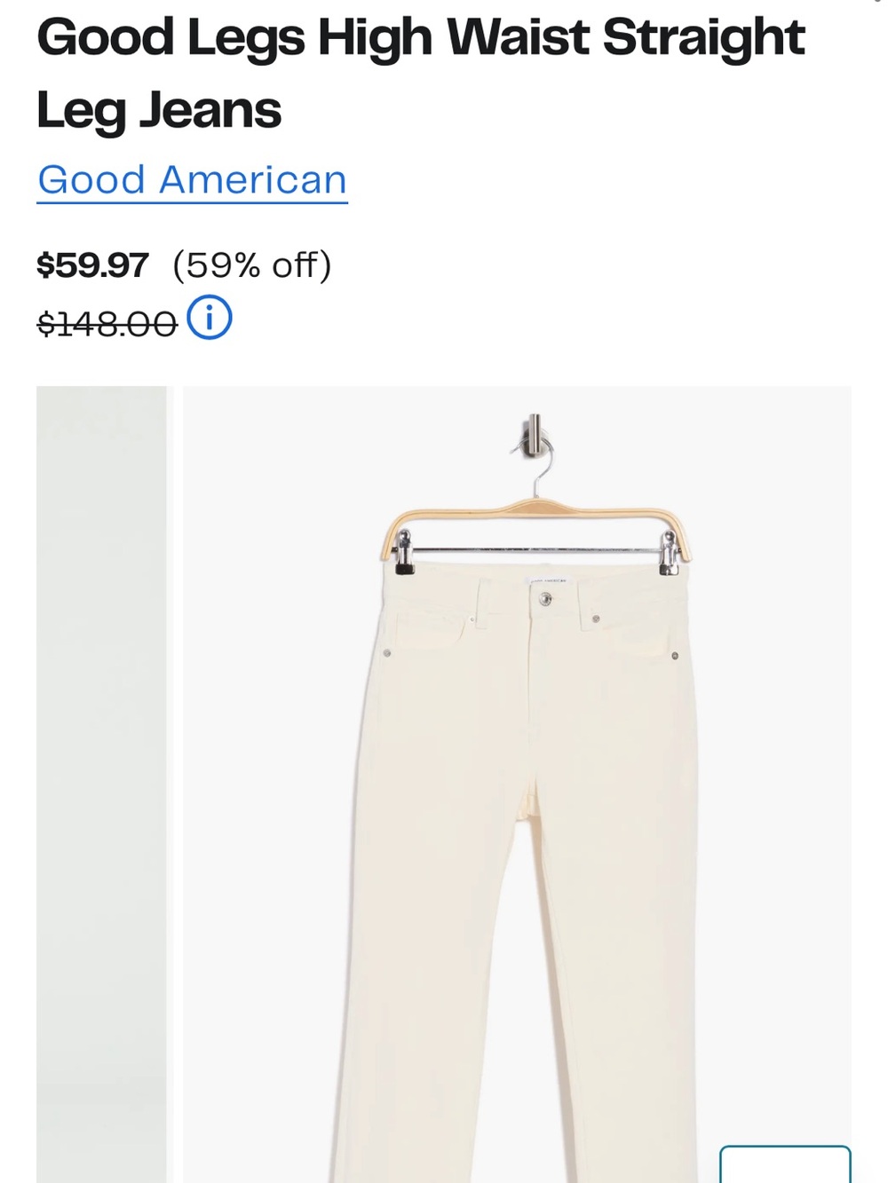 Good American- Good Legs High Waist Straight Leg Jeans - Cream
